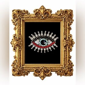 Evil eye rhinestone covered brooch pin dual pendant NWOT